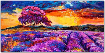 Produktbild von Coloray Bild aus Leinwand 120x60 Leinwand Dekoration - Wiese Baum Sonnenuntergang