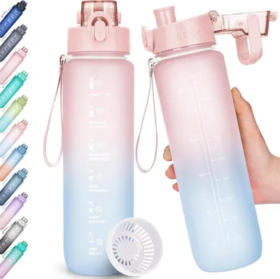 Image de Gourde de sport 1l sans BPA anti-fuite avec marquage de temps Fitness Bureau Yoga