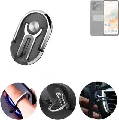 Produktbild von K-S-Trade 3in1 Smartphone-Ring Handy-Ring kompatibel mit UMIDIGI A15C Fingerhalterung  Handyring Tischständer Lüftungsgitter-Halterung Tisch