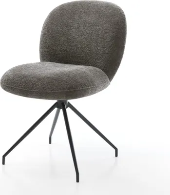 Produktbild von DELIFE Esszimmerstuhl Nube-Flex Bouclé Soft Schlamm Kreuzgestell konisch Schwarz Taschenfederkern