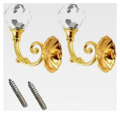 Produktbild von 2 Raffhalter für Vorhänge, Wand-Raffhalter, Silber, Gold, Kristall, Haken, Dekoration