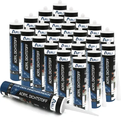 Produktbild von ARLI Acryl Dichtstoff weiss 24x Kartuschen 300ml Universal Bauacryl Maleracryl Fugendichter Bau Maler Beton Bauer Putz Fenster Türen abdichten