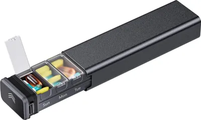 Image de Boîte à comprimés portable 7 jours Aluminium Noir