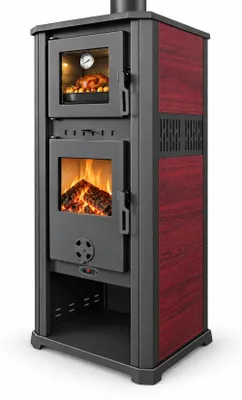 Produktbild von Kaminofen mit Backfach ROMA S bordeaux mit Keramikverkleidung