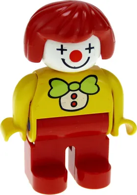 Produktbild von 1x Lego Duplo Figur Frau rot gelb Clown Schleife Zirkus Puppenhaus 4555pb085