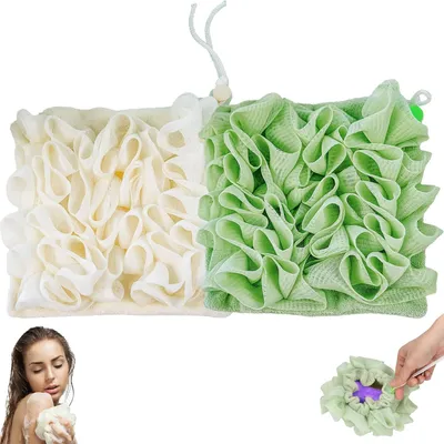 Obrázok produktu pre Kúpeľová huba 2 ks, 2 v 1, so šnúrkou, do kúpeľne a sprchy