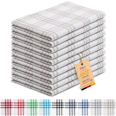 Produktbild von EllaTex 10er Pack Geschirrtücher Geschirrhandtücher 50x70 cm 100% Baumwolle Küchentücher Set saugstark Farbe: Beige