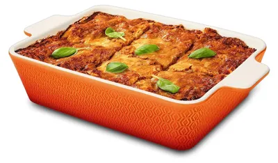 Produktbild von Auflaufform Groß aus Keramik - Extra Hoher Rand - Für Lasagne, Tiramisu & Auflauf - Orangerot