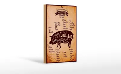 Produktbild von Holzschild Metzger 12x18cm Pork cuts Organic free Schwein