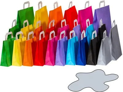 Produktbild von 250x Papiertragetaschen Papiertaschen Flachhenkel 18x8x22cm grau 70gr.
