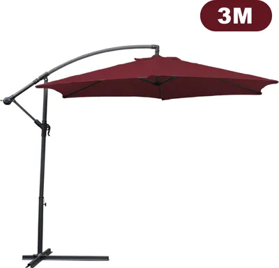 Zdjęcie produktu dla Jiubiaz parasol wspornikowy 300cm - parasol wspornikowy, parasol przeciwsłoneczny, parasol ogrodowy - czerwony