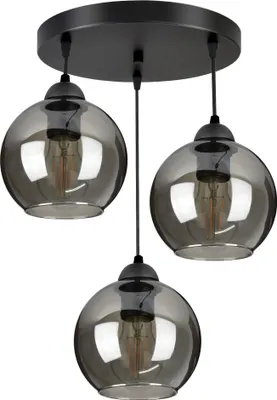 Produktbild von Pendelleuchte mit 3 Glasschirmen in schwarz, transparent, 3x E27
