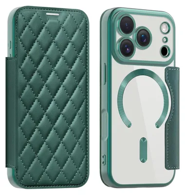 Produktbild von Für Apple iPhone 17 Pro 360 Grad Full Body Magsafe RFID Anti Datenklau Kunst Leder Hülle Tasche Grün