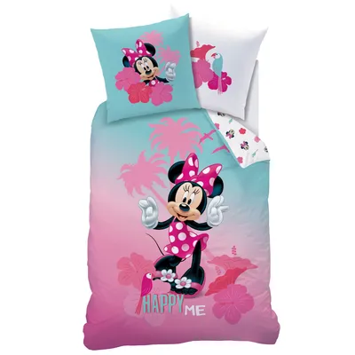 Produktbild von Disney Minnie Mouse Bettbezug, Tropen - 140 x 200 cm + 1 Kissenbezug 63 x 63 cm - Baumwolle