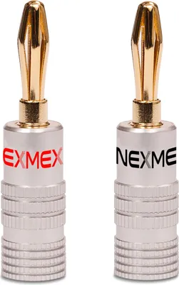 Produktbild von NEXMEX Bananenstecker 4mm schraubbar 24K vergoldet Lautsprecherkabel 2x Stecker