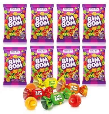Produktbild von Set mit 8 x 1 kg Bim Bom Roshen Bonbons mit Fruchtfüllung