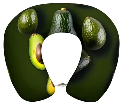 Produktbild von Reisekissen mit Avocado-Motiv, Nackenstützkissen, abnehmbarer Bezug