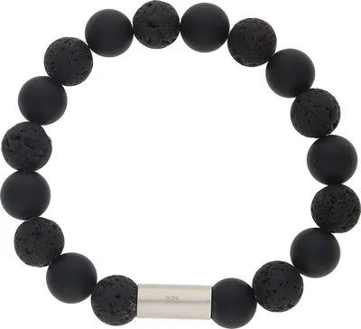 Produktbild von JuwelmaLux Steinarmband 925/000 Sterling Silber mit Onyx und Lavastein JL30-03-2062 19,5 cm