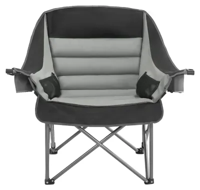 Productafbeelding van Grote campingstoelen, geschikt voor een draagvermogen van 204 kg, draagbare, opvouwbare campingstoelen met kussens, voorzien van twee bekerhouders en houders voor wijnglazen, inclusief draagtas, geschikt voor buitengebruik, vissen, zwart en grijs, 1 set