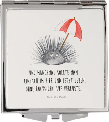 Produktbild von Mr. & Mrs. Panda Schminkspiegel Seeigel - Weiß - Geschenk, Taschenspiegel, Lebe, Selbstakzeptanz, Leben, Handspiegel, Meer, Achtsamkeit, Selbstliebe, Klappspiegel