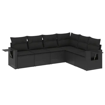Produktbild von vidaXL 6-tlg. Garten-Sofagarnitur mit Kissen Schwarz Poly Rattan