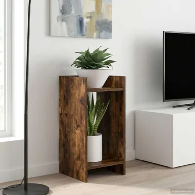 Produktbild von Pflanzenständer Geräucherte Eiche 30 x 30 x 60 cm Holzwerkstoff - Beete DE2301