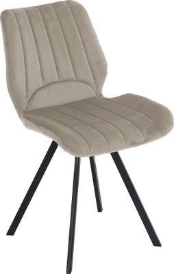 Esszimmerstuhl  Küchenstuhl mit einem Samtvelours Bezug und einem Metallgestell , Farbe:Taupe, Menge:1 St.