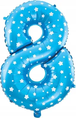 Image de Ballon en plastique chiffre HUIT, bleu, 40 cm