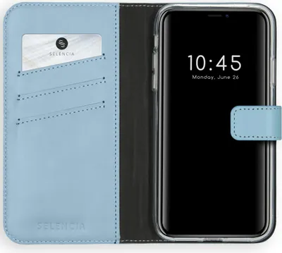 Immagine prodotto di Selencia Custodia a libro in vera pelle per iPhone 11 - Air Blue