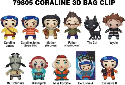 Produktbild von Coraline 3D PVC-Taschenanhänger Series 1 Display (24)