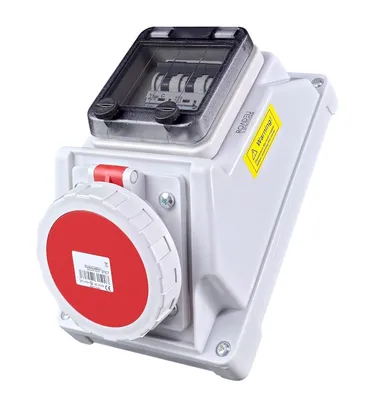 Produktbild von RoadEu – CEE 16A Steckdose mit LS-Schalter – 400V 5-polig – Dreiphasige Wandsteckdose – IP66 wasserdicht & staubdicht