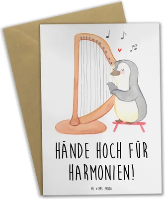 Produktbild von Mr. & Mrs. Panda Grußkarte Theremin Harmonie - Weiß - Geschenk, electronic music, kommunionskarte, weihnachtskarten, hochzeitskarten, Grußkarten, Instrument lernen, Musik