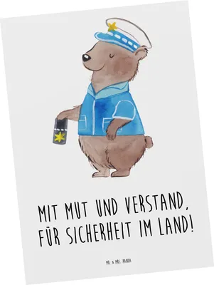 Produktbild von Mr. & Mrs. Panda Fotokarte Polizist Mut Verstand - Weiß - Geschenk, Polizeiarbeit, Aufmerksamkeit, Danke sagen, Bedanken, Grußkarte, Wertschätzung, Postkarten, Schutz