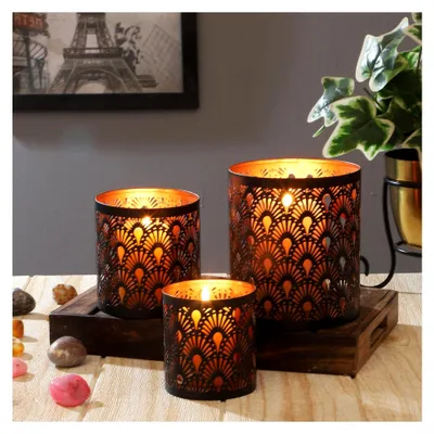 Produktbild von Marrakesch 3er Set Orientalisches Windlicht Laterne Zalia schwarz 14cm groß