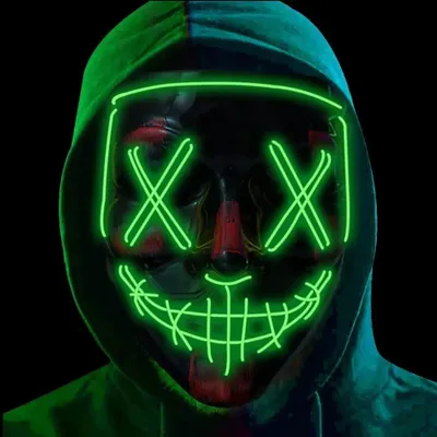 LED-Maske, steuerbar, für Halloween & Karneval, grün