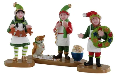 Immagine prodotto di Set di 3 elfi artigianali di Natale