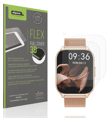 Image de 2x Full Cover mat Film pour APAUK Smartwatch 2.01 Zoll Film de protection ecrán