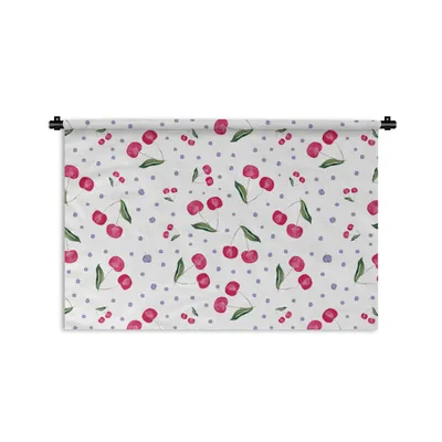 Produktbild von MuchoWow® Wandteppich Wandbehang Kirschen - Obst - Weiß 90x60 cm Tapisserie Dekoration Wandtuch - Wandskulpturen - Bildteppich
