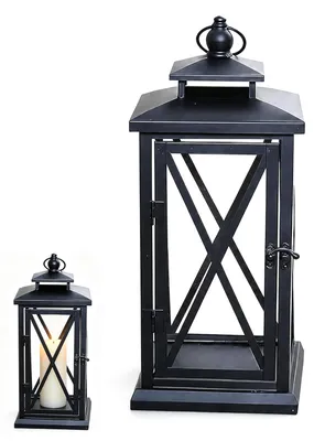 Dekolaterne aus Metall und Glas, schwarz, 28 cm, wetterfest