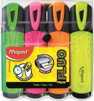 Produktbild von Maped Fluo'Peps, 4 Stück(e), Gemischte Farben, Meißel, 5 mm, Sichtverpackung