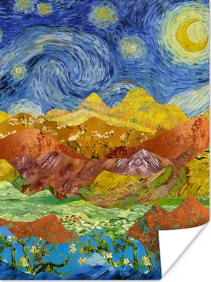 Produktbild von MuchoWow® Poster Van Gogh - Sternennacht - Alte Meister 90x120 cm - Wohnzimmer