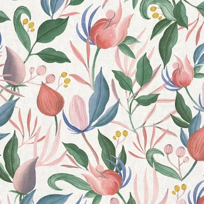 Produktbild von Profhome 790625-GU Blumen Tapete Floral matt weiß rosa blau grün 5,33 m2