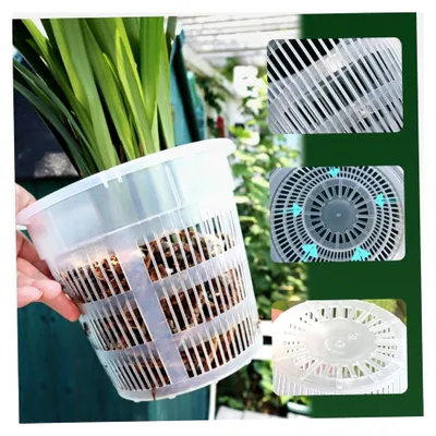 Produktbild von Orchideentöpfe mit Löchern, 12 Stück, 14 cm & 10,9 cm, transparente Pflanzgefäße für Orchideen, atmungsaktive Blumentöpfe aus Kunststoff für drinnen und draußen