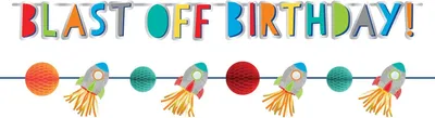 Produktbild von Amscan Girlanden 2 Stück Space Party Weltall 1,5 m & 1,76 m Wabenball