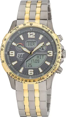 ETT Eco Tech Time EGT-11722-52M Herrenuhr Funk-Solar Professional Worldtimer Zweifarbig 1
