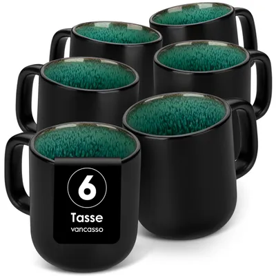 Kaffeebecher-Set 6er, 360 ml Steinzeug, Grün, mikrowellengeeignet