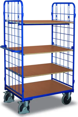 Produktbild von Etagenwagen - 2 Wände - 4 Etagen - (BxT) 600 x 1.000 mm - Traglast 500 kg