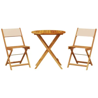 Produktbild von vidaXL 3-tlg. Bistro-Set Beige Stoff und Massivholz