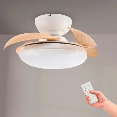 Obrázok produktu pre M Mimotec – Stropný ventilátor s LED osvetlením, drevený povrch v prírodnej farbe, priemer 72,5 cm, DC motor