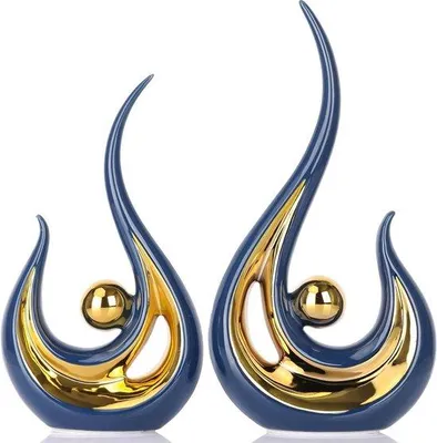 Produktbild von Blaues Keramikdekor Marineblau Gold Modernes Kunststoffstandbild